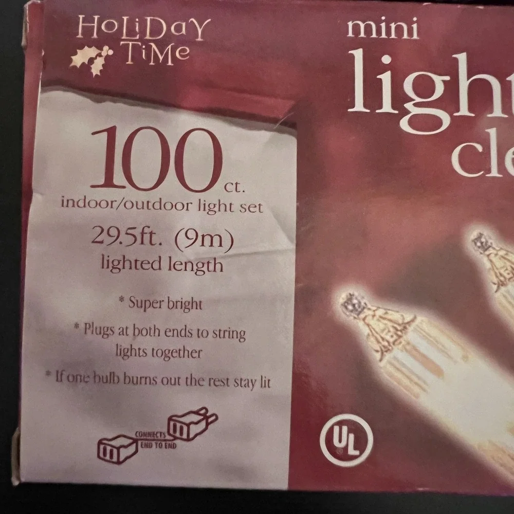 Lot of 2 Holiday Time Mini Lights Clear 100ct‎ 29.5 ft Indoor Outdoor
